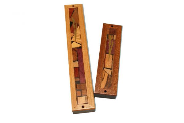 Mezuzah Framed - Two Sizes - Wood & Wood Mosaics - Door Prayer