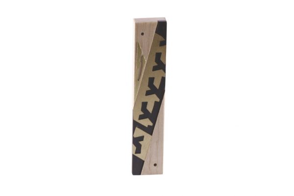 #3-Modern Wood Mezuzah-Designer Metal & Wood Mezuzah Case - Jewish Gift - Maple/Ebony/Brass