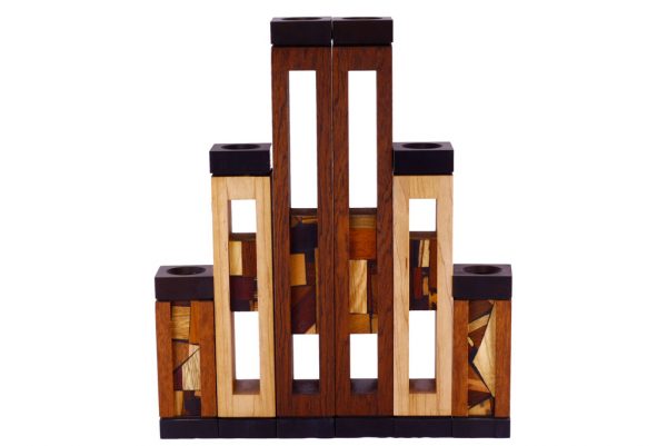 Wooden Candlesticks - Shabbat Candles - Judaica Gift - Set of 3-CAN-AA-3-O