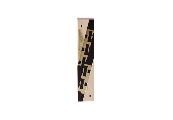 #4-Modern Wooden Mezuzah - Designer Metal & Wood Mezuzah Case - Jewish Housewarming Gift - Maple/Ebony/Brass