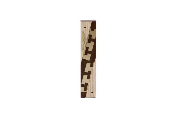 #5-Modern Wooden Mezuzah-Designer Metal & Wood Mezuzah Case-Jewish Wedding Gift - Ash/Ebony/Brass