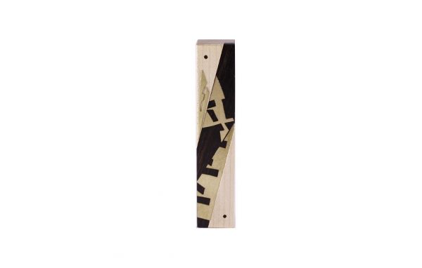 #7 - Modern Wooden Mezuzah - Designer Metal & Wood Mezuzah - Small Jewish Gift - Maple/Imbuya/Brass