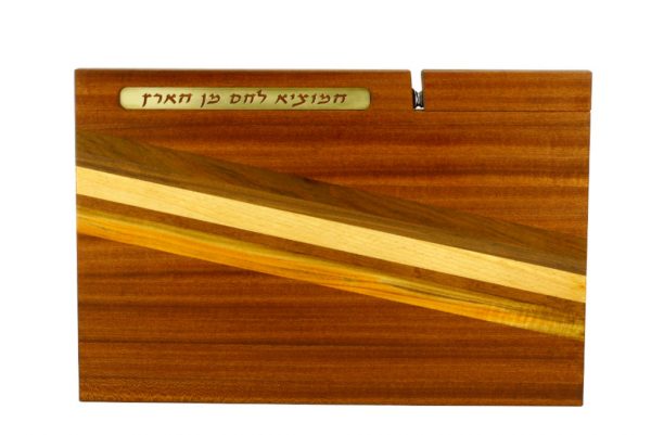 Shabbat Challah Cutting Board with Knife & Blessing-Solid Wood Cutting BoardJewish Wedding Gift--CUT-KB-L-SapTeak-Map-RWC-079