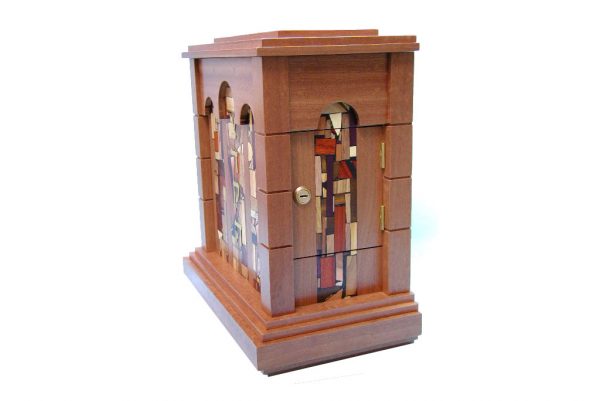 Wall Mounted Synagogue Sized Tzedakah Box-Temple Style-Synagogue Judaica-Side View-Sapelli