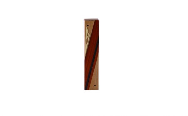 #7 - Wood Mezuzah - Designer Reversi Wood Mezuzah Case - Modern Jewish Gift - Natural Woods - Cherry - Paduak - Ebony - Brass