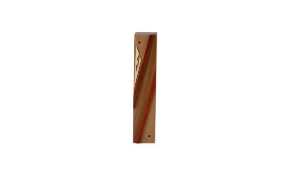 #8 - Wooden Mezuzah - Designer Reversi Wood Mezuzah - Jewish Gift - Sapelli - Paduak - Brass - Small