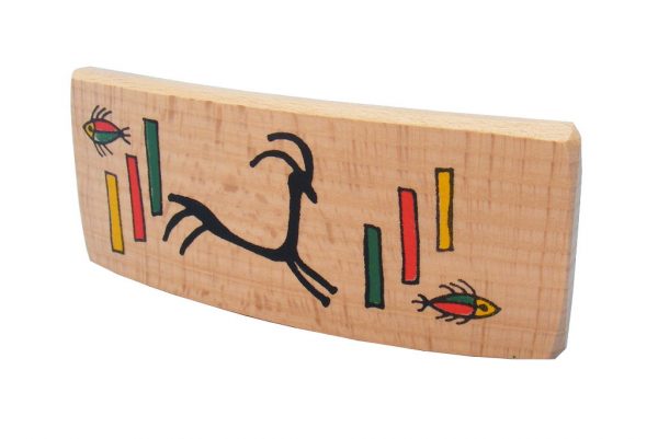 Running Deer Archaeology Barrette - Wooden Biblical Barrette -BAR-RunningDeer-O-map