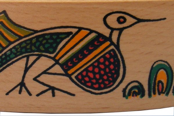 Peacock Archaeology Barrette - Ancient Ties SEries - Detail Wooden Biblical Barrette-BAR-Peacock-O-O