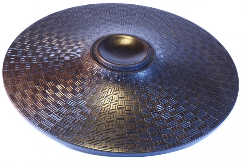 Large Decorative Bowl Black & Gold Platter Reversible Bowl