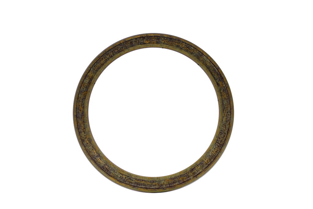 Large Round Frame - 17  (inside) D - Designer Wooden Round Frame Gold  Accents