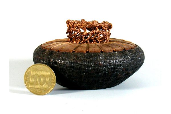 Wood & Copper Accent Bowl -Mini Vessel - Small Spice Box - MINI-VASE-CopperWire-sapelli