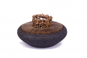 Wood & Copper Acccent Bowl - Mini Spice Box - Small Decorative Vessel Wood & Copper Acccent Bowl - Mini Spice Box - Small Decorative Vessel - MINI-Vase-CopperWire-sapelli