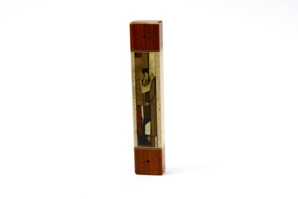 Mosaic Wide Mezuzah Case-Wooden Mezuzah- Jewish Housewarming Gift-MEZ-MW-S-mappad-RWL-MG_3617