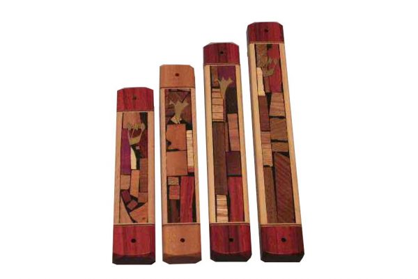 Mosaic Wide Mezuzah Case - Wooden Mezuzahs - Wooden Judaica - Four Sizes