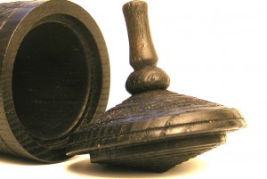 Black Spinning Top Box # 5 - Small Wooden Box - Children's Judaica Gift - Detail Black Spinning Top Box # 5 - Small Wooden Box - Children's Judaica Gift - Detail - BOX-051-O-ash