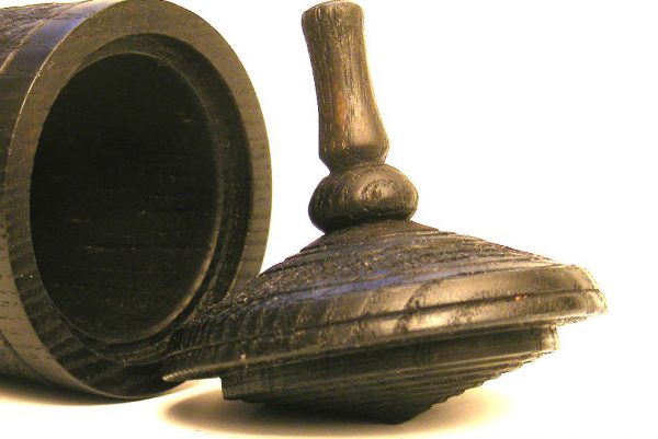 Black Spinning Top Box # 5 - Small Wooden Box - Children's Judaica Gift - Detail - BOX-051-O-ash