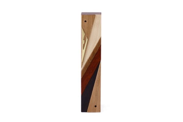 Wooden Mezuzah-Designer Reversi-Wood Mezuzah Case-Jewish Gift-Small-Cherry-Maple-Sapelli-Paduak-Ebony-Brass-MEZ-DR-S-O