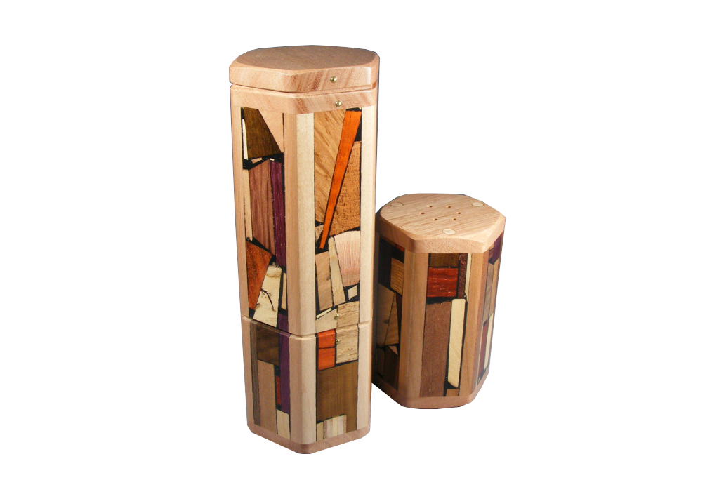 Beaded Whitewash Mango Wood Salt and Pepper Grinder Shaker Set