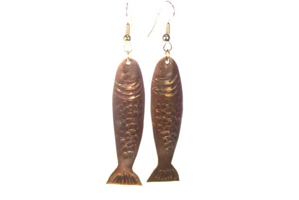 Copper Fish Earrings - Long & Light Earrings - Animal Jewelry - EARRINGS-CopperFish-7-Copper