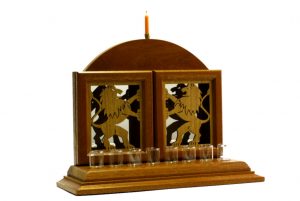 Designer Lion Menorah-Oil Menorah-Judaica Gift-Closed Designer Lion Menorah-Oil Menorah-Judaica Gift-MEN-L-O-dark-RWL-MG_3839