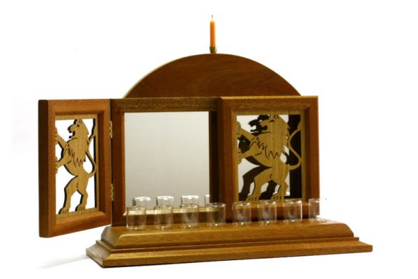 Lion Menorah- Hanukkah Menorah-Designer Wood Hanukiah-Jewish Gift-Open-MEN-0L-O-O-RWL-MG_3830