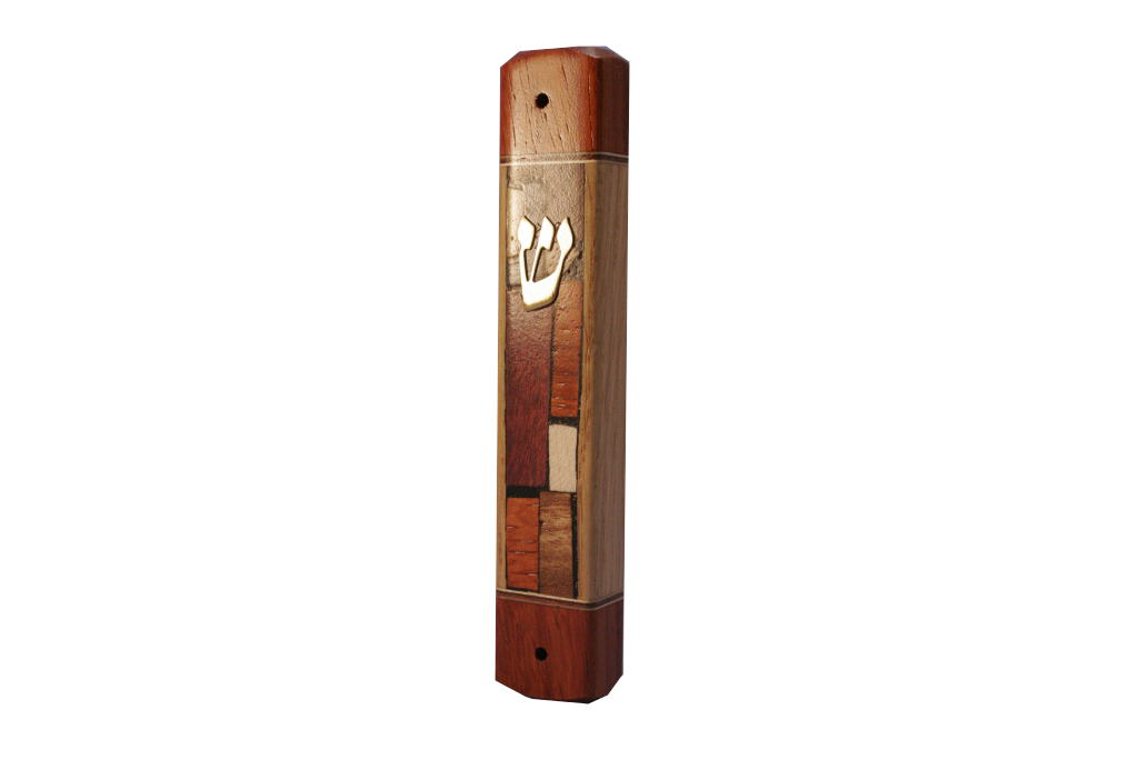 Mosaic Wide Mezuzah Case Wooden Mezuzah Jewish Gift Judaica EtzRon