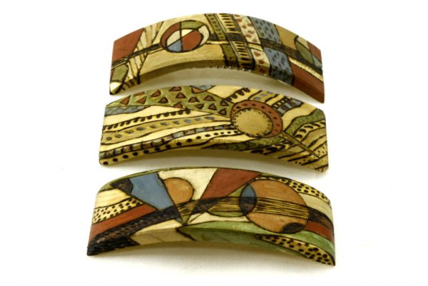 Art Deco Designer Barrettes-Wooden Hair Clips-Colorful Hair Accessories-BARRETTE-ArtDeco-789-O-LCR-MG_4206