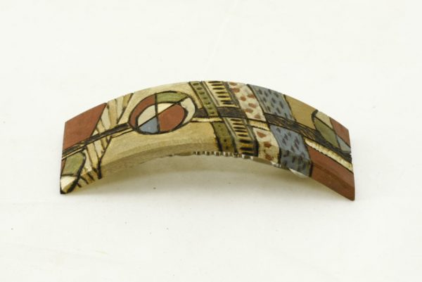 Wooden Barrette-Colorful Painted and Burned Barrette-Hair Accessory-BARRETTE-ArtDeco11-O-O-RWPC-MG_4223