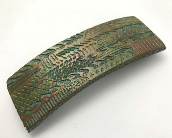 Teal-on-Bronze-Wooden-Barrette-Must-Have-Hair-Accesory-for-Long-Hair-Decorated-Wood-Barrette-Hair-Clip-BAR-45TealTracks-O-O-RWCL-IMG_3657.jpg