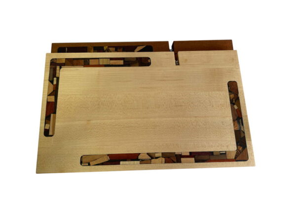 Comparison of the Large and Extra Large Wooden Challah Bread Cutting Board with Knifeand Mosaics-Wedding Gift-CUT-KM-2Sizes-O-RWTW-IMG_7864