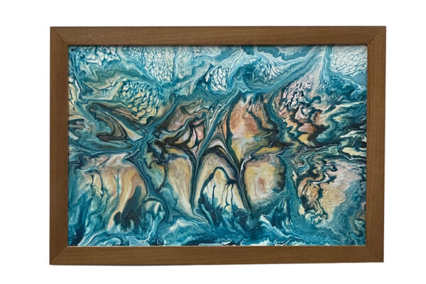 Teal Abstract 3D Wall Art - Wooden Wall Decor - Framed Wood Wall Hanging-  Home Office Decor